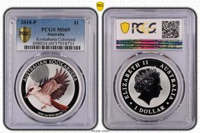 2018-P $1 Kookaburra Ag Colorized World Money Fair MS69