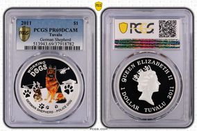 2011 $1 German Shepherd Colorized PR69DCAM