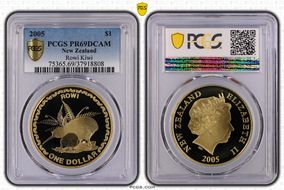 2005 $1 Living Icons-Rowi Kiwi PR69DCAM