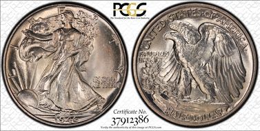 1946 50C Doubled Die Reverse MS66+