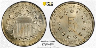 1883/2 5C Overdate, FS-301 MS66+
