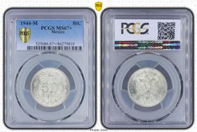 1944-M 50C KM-447 Ag MS67+