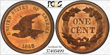 1858 1C J-206 PR65CAM