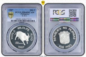 1987 200 P World Wildlife Fund KM-248  Ag PR68DCAM