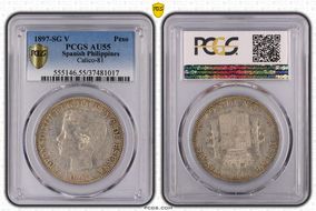 1897-SG V Peso Calico-122  Ag AU55