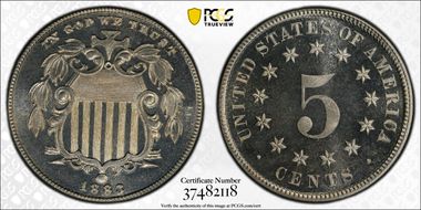 1883 5C Shield PR67+ CAM