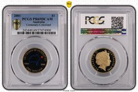 2001 $1 Centenary-Colorized PR69DCAM