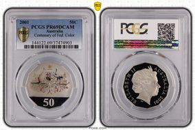 2001 50C Centenary of Federation Colorized PR69DCAM
