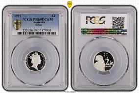 1991 $2 Silver PR69DCAM