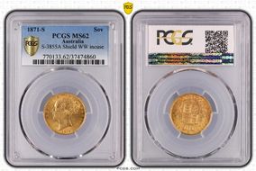 1871-S Sov S-3855A Shield WW incuse MS62