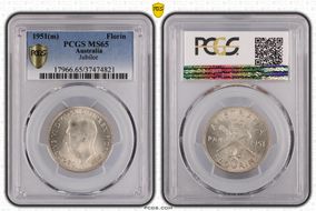 1951(m) Florin Jubilee KM-47  Ag MS65