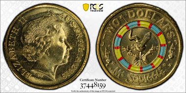 2019 $2 60 Yrs of Mr. Squiggle Mr. Squiggle Colorized MS67