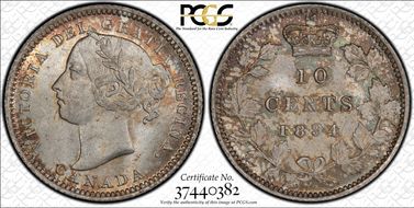 1894 10C T5, High 9, Plain Dt, Near 4 MS65