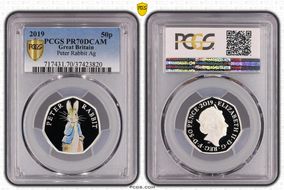 2019 50p S-H44 Peter Rabbit Ag PR70DCAM