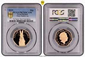 2019 50p S-H44 Peter Rabbit Au PR70DCAM