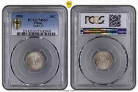 1898 50C Gad-420 F-190 MS65