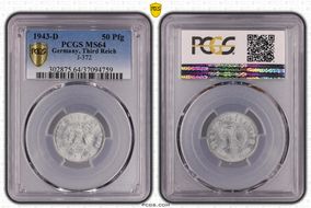 1943-D 50 Pfg J-372 MS64