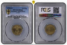 1938-G 10 Pfg J-364 MS64