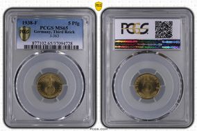 1938-F 5 Pfg J-363 MS65