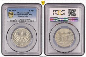 1970-D 5 Mk Regular Issue MS65