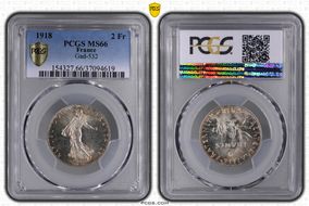 1918 2 Fr Gad-532 F-266 MS66