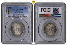 1901 2 Fr Gad-532 F-266 MS65