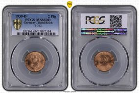 1939-D 2 Pfg J-362 MS66RD