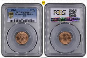 1939-D 2 Pfg J-362 MS65RD
