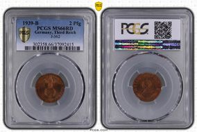 1939-B 2 Pfg J-362 MS66RD