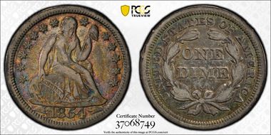 1854-O 10C F-103, Large O VF30