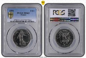 1991 5 Fr Gad-771 MS63