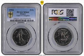 1994 5 Fr Gad-771 Dauphin MS64
