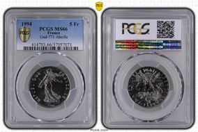 1994 5 Fr Gad-771 Abeille MS66