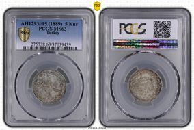 AH1293//15 (1890) 5 Kur KM-737 MS63