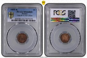 1855-K  1C Gad-86 F-102 Chien MS64RD