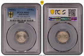 1942(C) 1/4 Rup SW-9.85 Prid-474 MS62