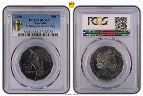 2000 50C Millennium Incuse Flag MS63