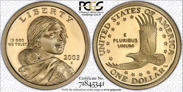 2003-S SAC$1 PR70DCAM