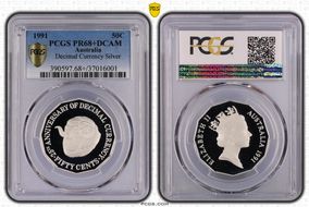 1991 50C Decimal Currency Ag PR68+ DCAM