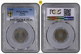 1918 10C Gad-286 F-138 MS66