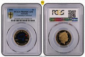 2001 $1 Centenary-Colorized PR69DCAM