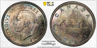 1938 S$1 Doubled HP MS65