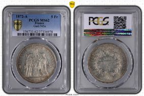 1872-A 5 Fr Gad-745a F-334 MS62