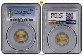 1937-A 5 Pfg J-363 MS66