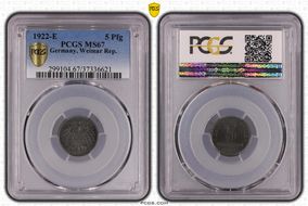1922-E 5 Pfg J-297 MS67