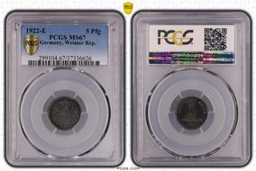 1922-E 5 Pfg J-297 MS67