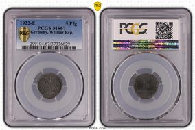 1922-E 5 Pfg J-297 MS67