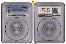 1922-E 50 Pfg J-301 MS67