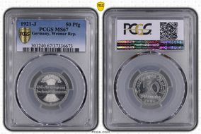 1921-J 50 Pfg J-301 MS67