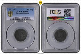 1922-E 10 Pfg Iron J-298 MS63